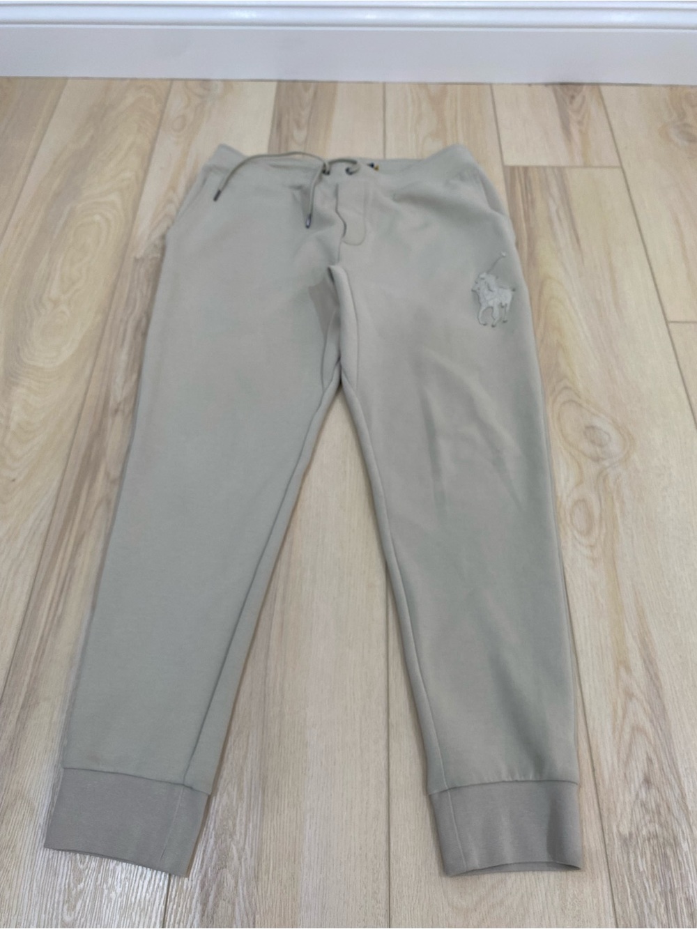 Polo Ralph Lauren Men’s Leather Pony Double-Knit Jogger Pants Medium Beige